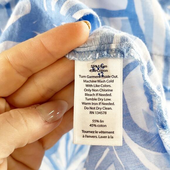 Vineyard Vines Blue and White Nautilus Shell Print Linen Blend Tunic Top XL - Picture 8 of 8